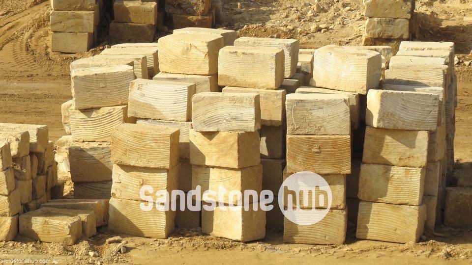 Sandstone A Grade 5 Wheel Sawn Sides Blocks and Logs Yellow Colour