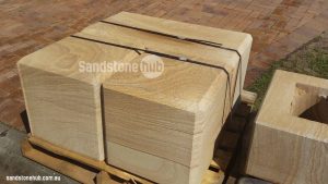 Sandstone Blocks Diamond Sawn Chamfered Edges Palletised Ready For Delivery