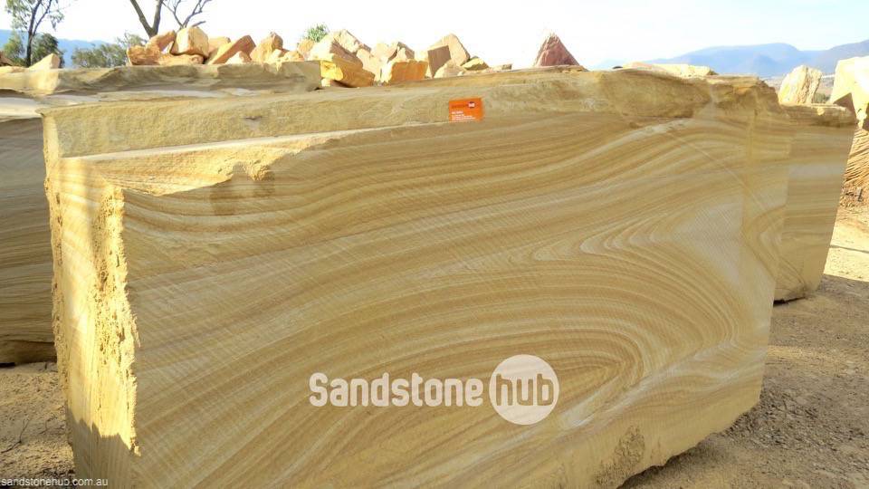 Sandstone Large blocks for exports or made in to factory products yellow stripes