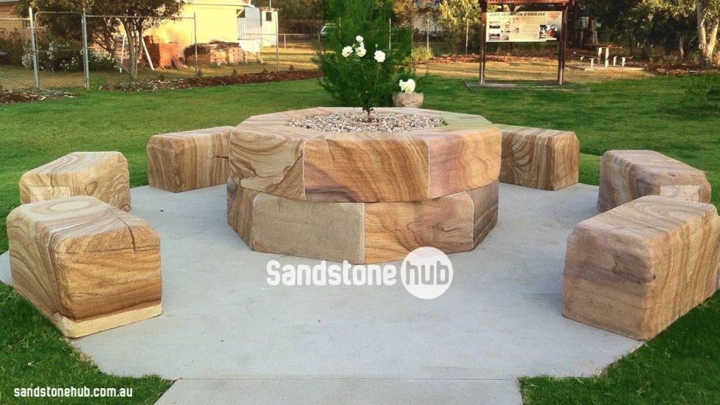 Sandstone Garden Feature And Seating