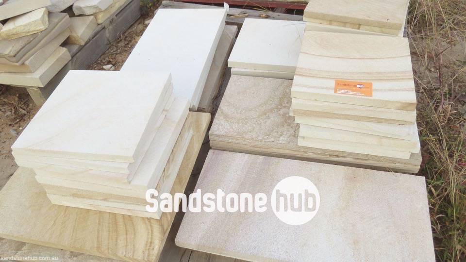 Sandstone Tiles and Pavers Wite and Yellow Tones Various Sizes