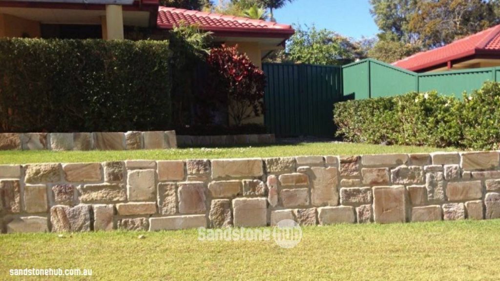 Sandstone Retaining Wall Front Yard